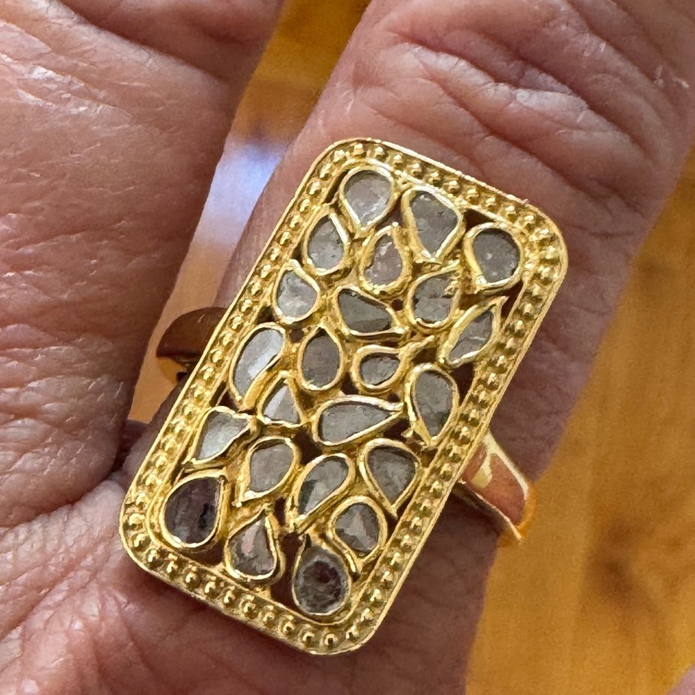 925 Diamond Rectangular Ring - image 3